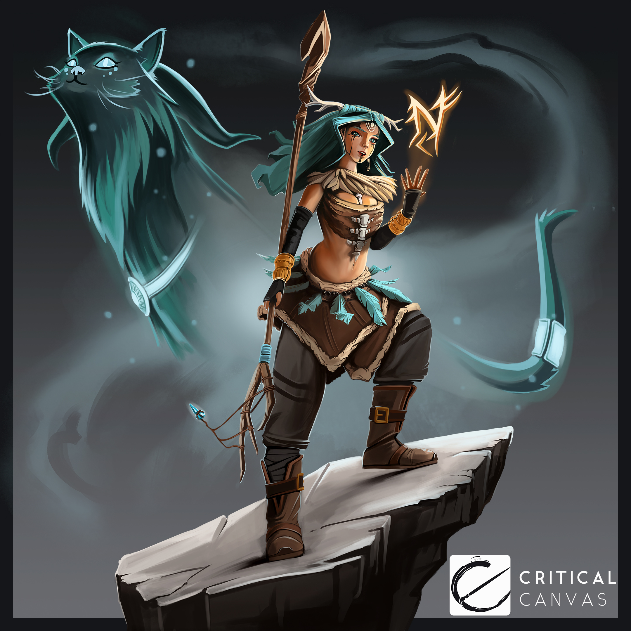 2D fantasy warrior game art