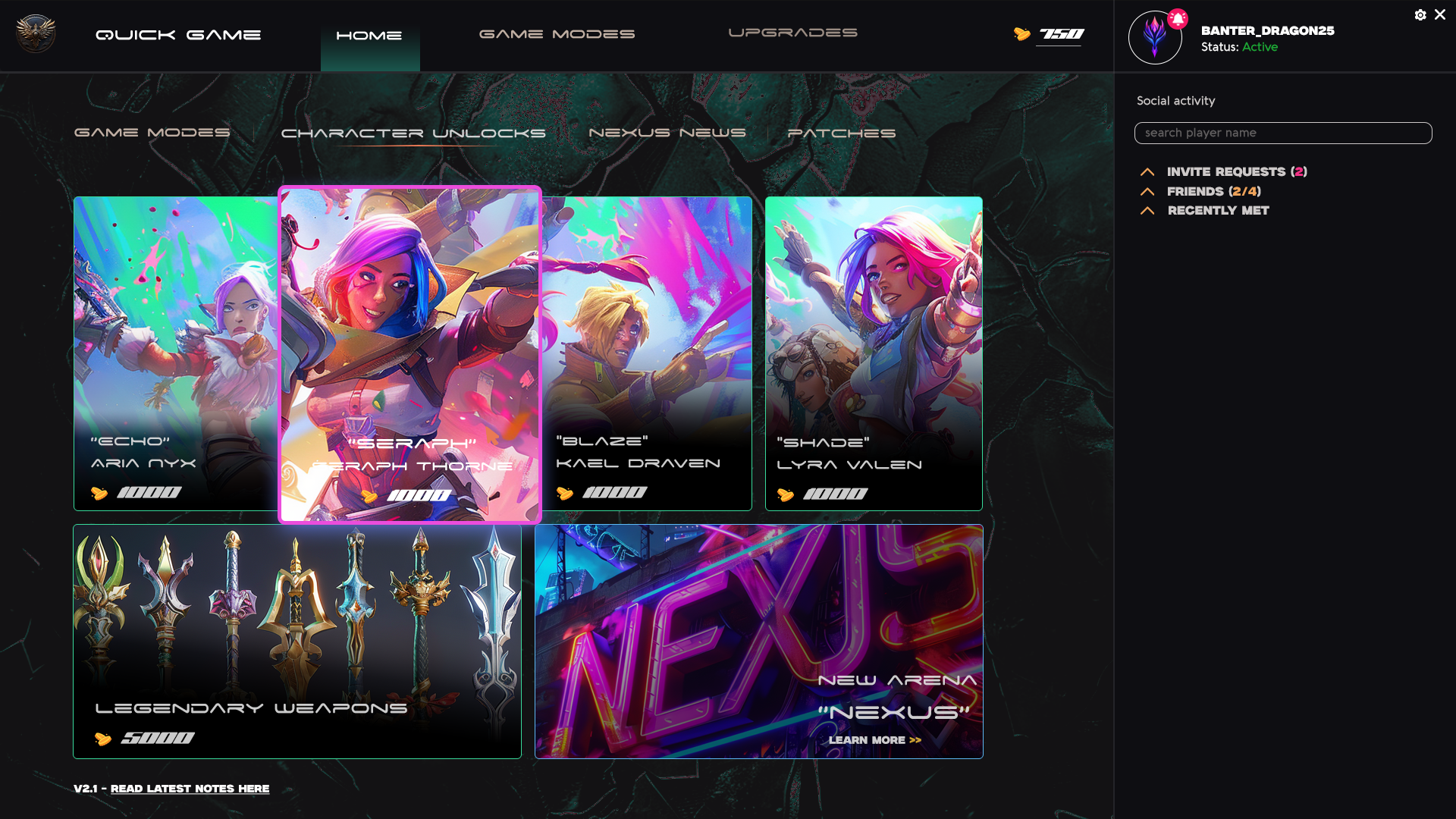 Game UI design menus